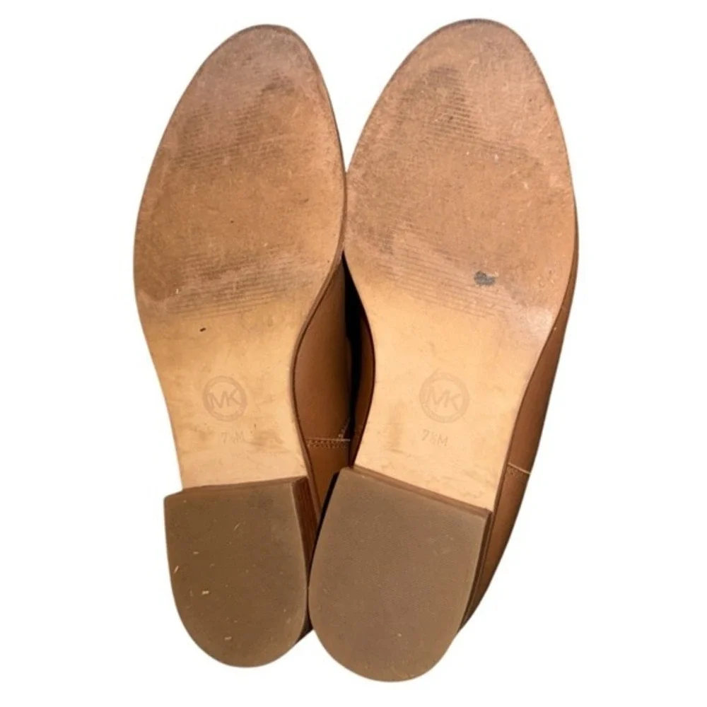 Michael Kors Ankle Boots Women 7.5M Pre-Owned‎ Booties Tan Leather Pointed Toe